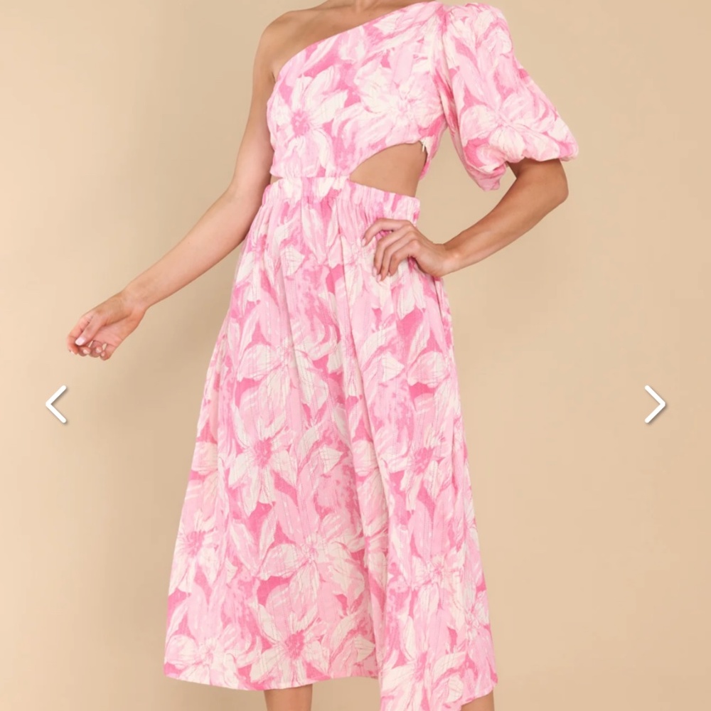 Red Dress Flower Dress with Cut Outs